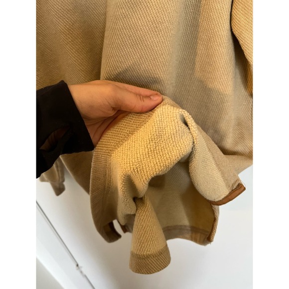 Orvis Sweater Mens Large Oatmeal Tan 1/4 Zip Leather Elbow Patch Pullover - Picture 3 of 6